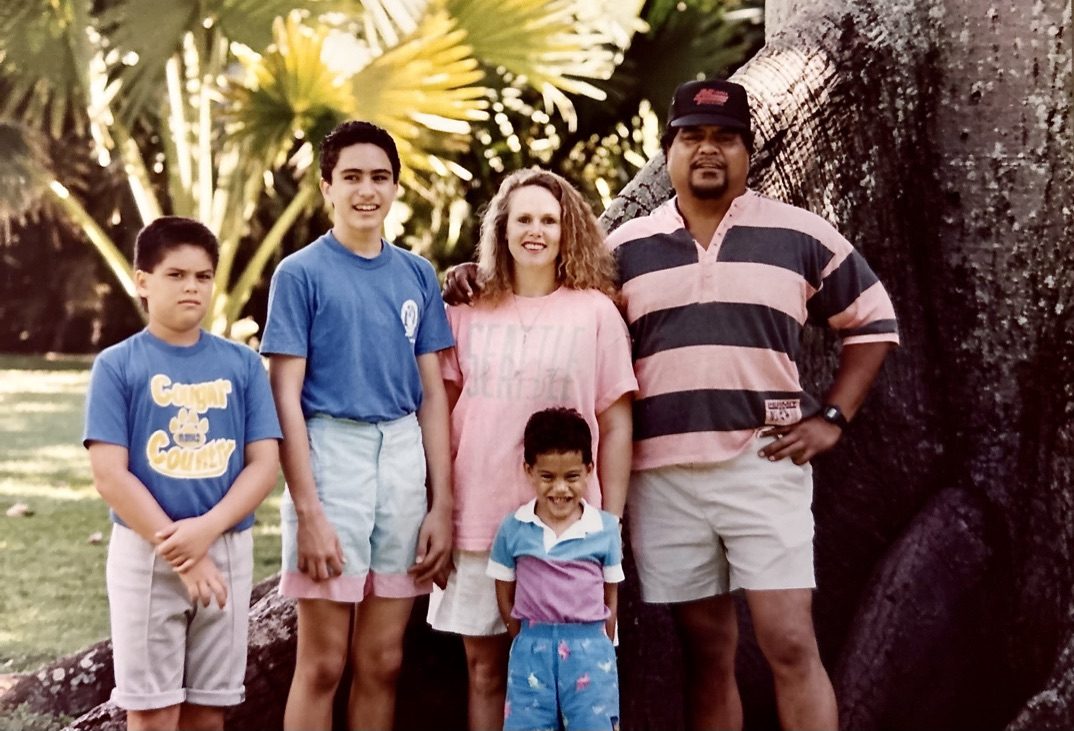 Keoni as a child with his family in Waimānalo
