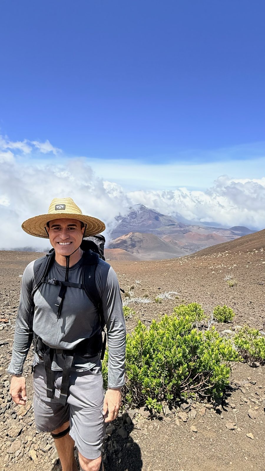 Keoni hiking on the slopes of Haleakalā